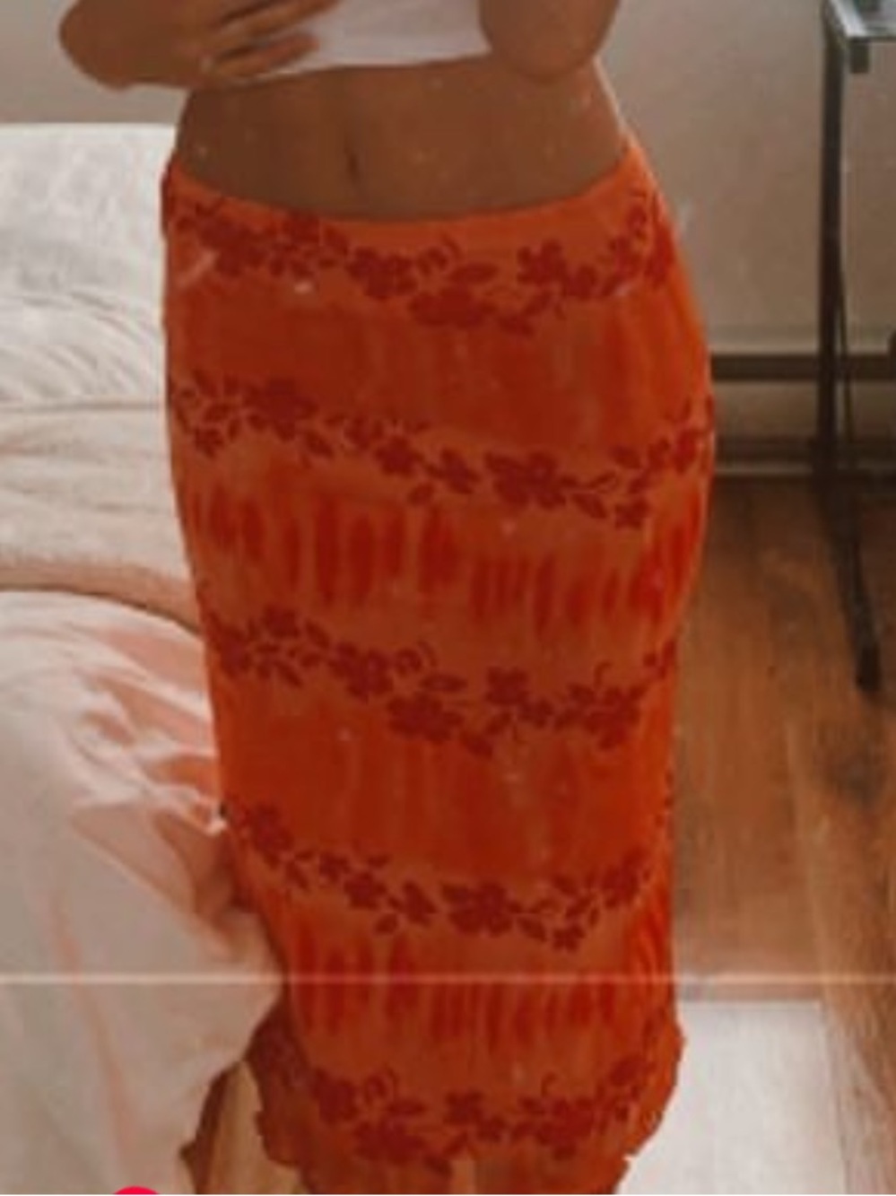 Women's Orange Floral Tie-Dye Maxi Skirt